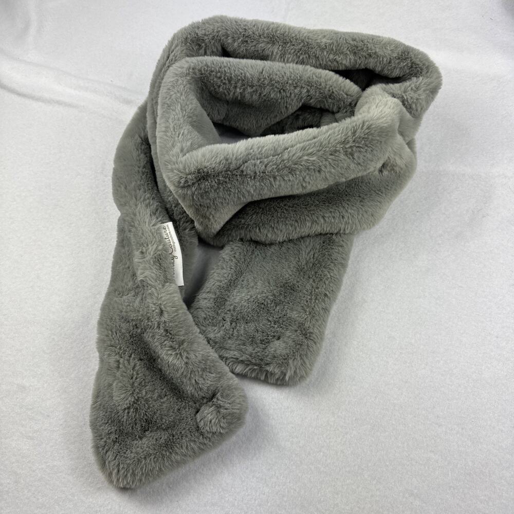 Minky Couture Scarf Womens Gray Solid Print Soft Luxury
